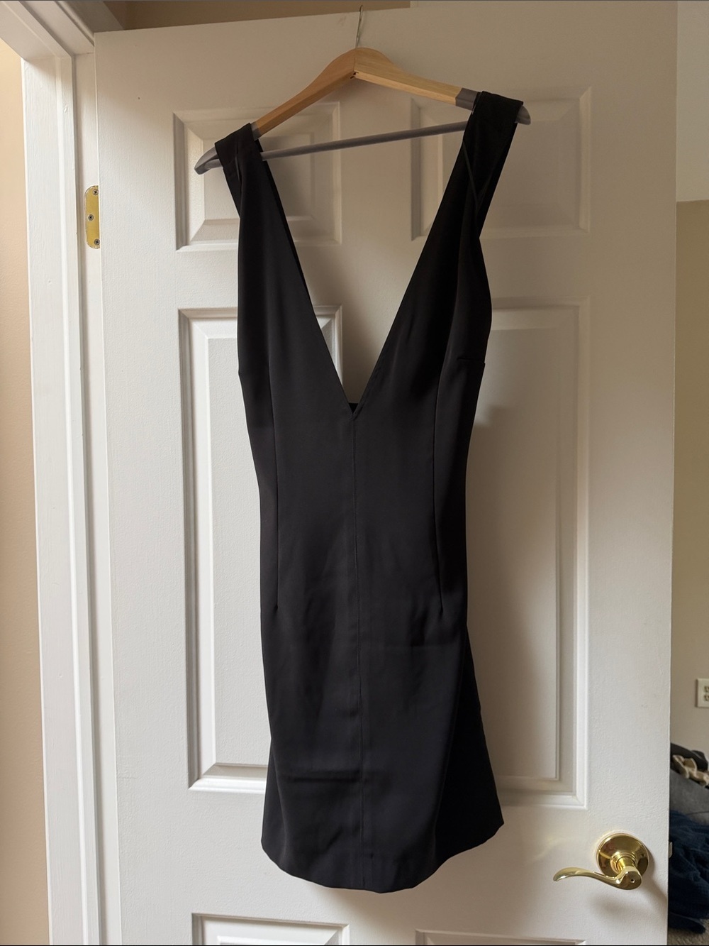 French Connection NWT Black Plunge Pinafore Mini Dress